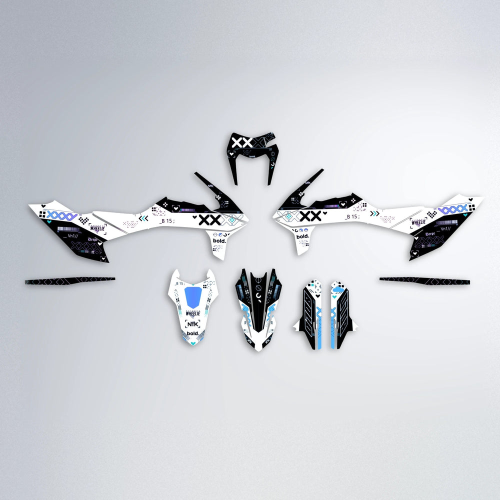 DATALOG KTM SMC 690 graphics kit parts layout in Blue Purple Fade