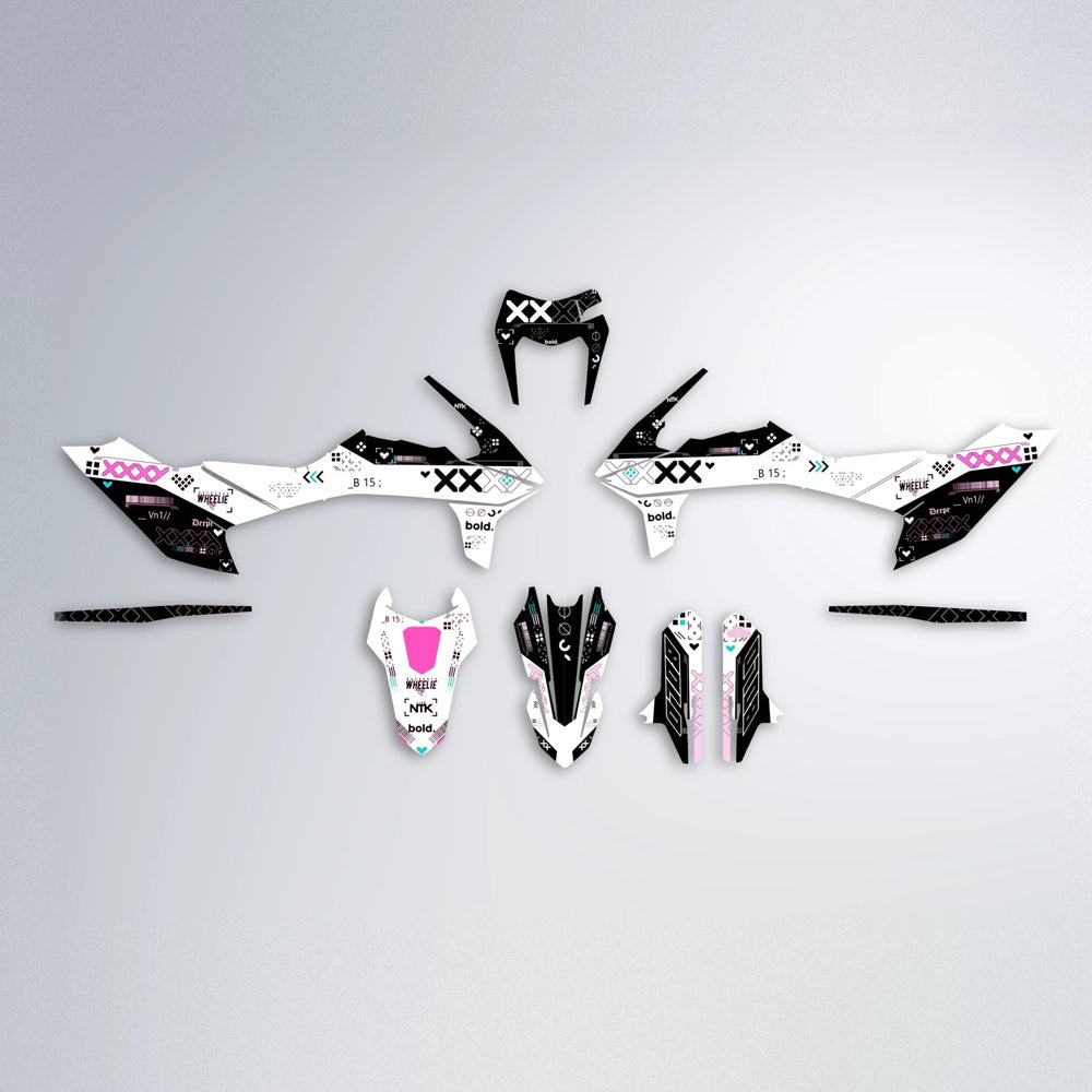 DATALOG KTM SMC 690 graphics kit parts layout in Flamingo