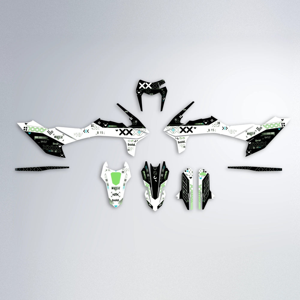 DATALOG KTM SMC 690 graphics kit parts layout in Green