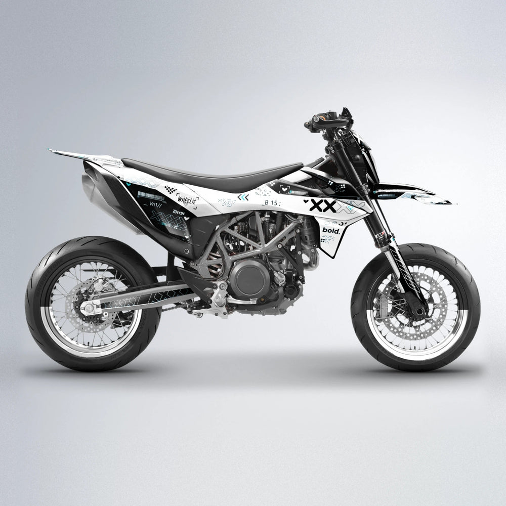 DATALOG KTM SMC 690 supermoto graphics kit in Light Blue & White