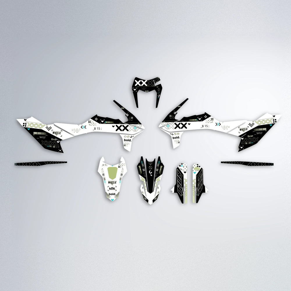 DATALOG KTM SMC 690 graphics kit parts layout in Olive