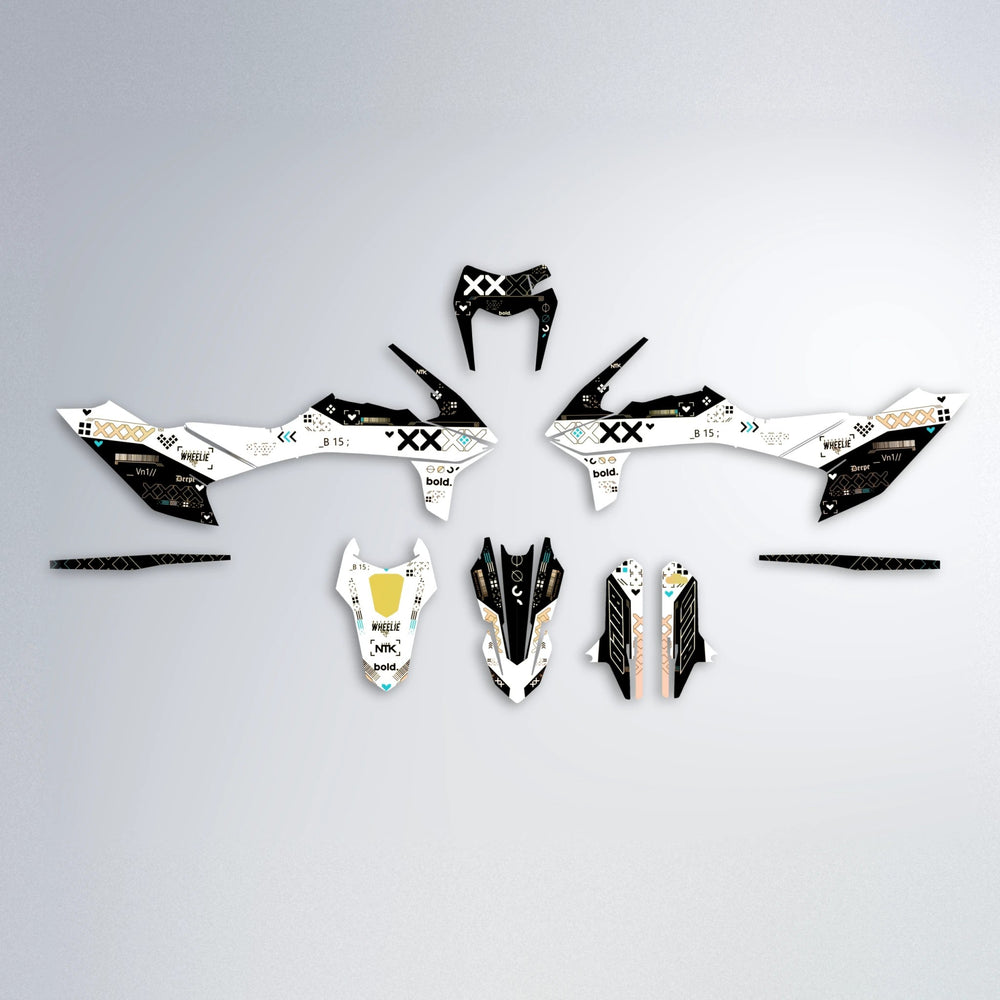 DATALOG KTM SMC 690 graphics kit parts layout in Orange & Yellow