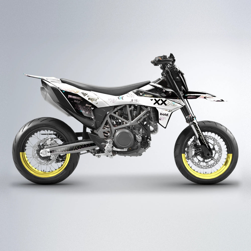 DATALOG KTM SMC 690 supermoto graphics kit in Pink & Yellow