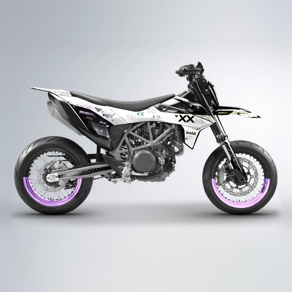 DATALOG KTM SMC 690 supermoto graphics kit in Purple & Yellow