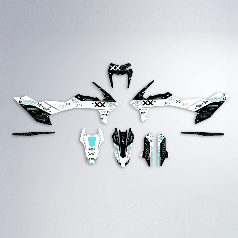 DATALOG KTM SMC 690 graphics kit parts layout in Teal