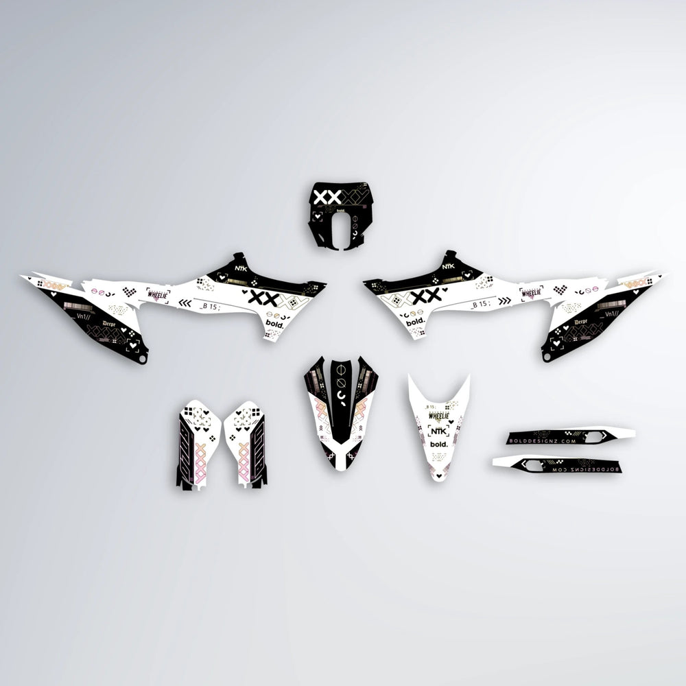 DATALOG Stark Varg MX graphics kit parts layout in Pink & Yellow