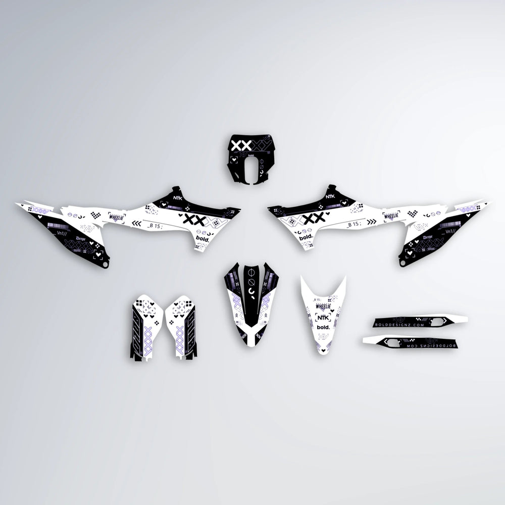 DATALOG Stark Varg MX graphics kit parts layout in Purple
