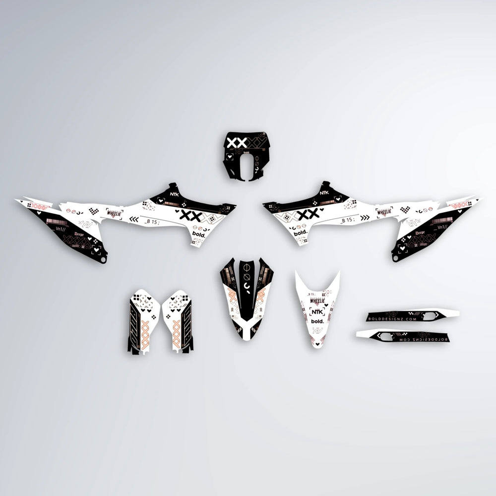 DATALOG Stark Varg MX graphics kit parts layout in Red & Orange