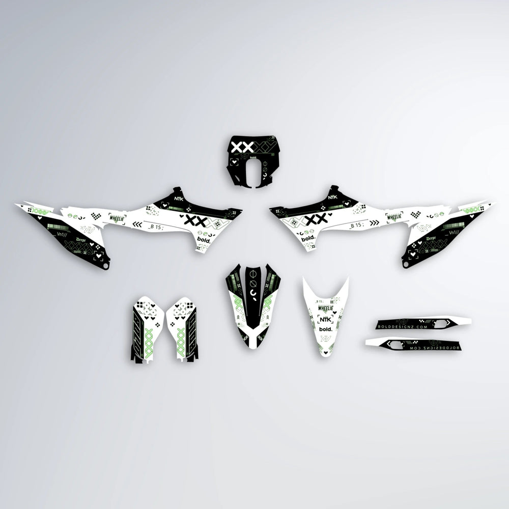 DATALOG Stark Varg SM graphics kit parts layout in Green
