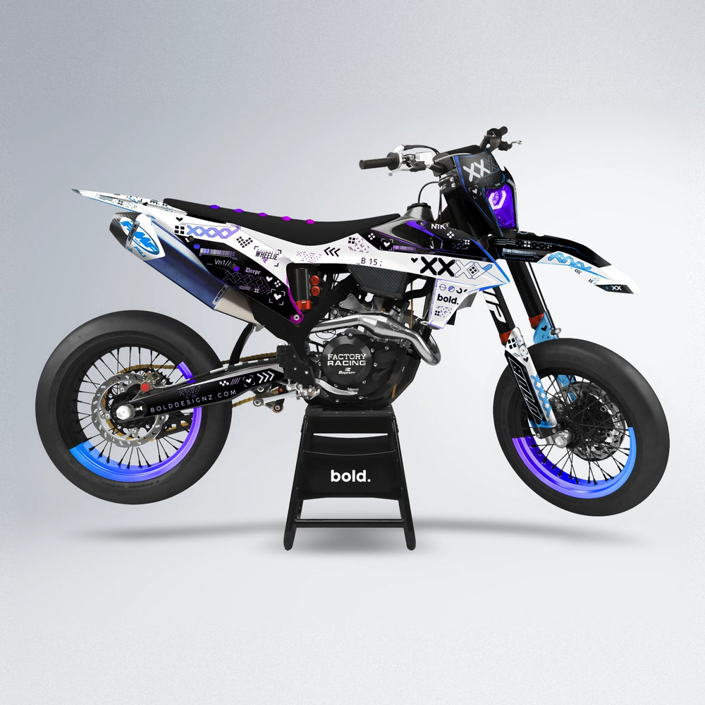 DATALOG supermoto graphics kit in Blue Purple Fade