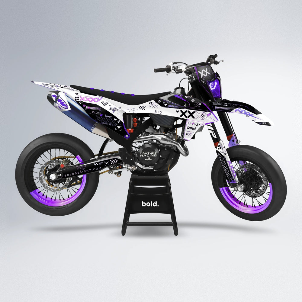DATALOG supermoto graphics kit in Purple Chrome