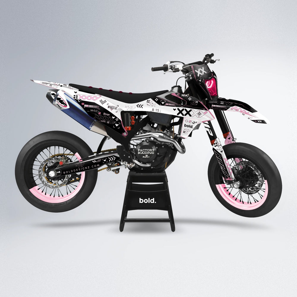 DATALOG supermoto graphics kit in Sakura Pink