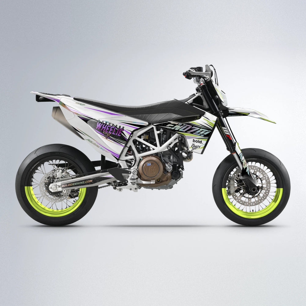 DEEPE Husqvarna 701 supermoto graphics kit in Purple & Yellow