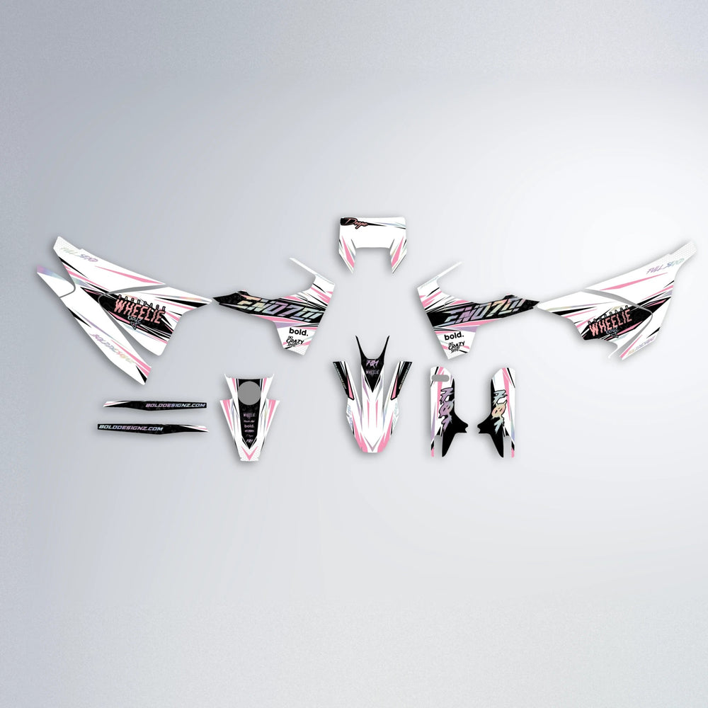 DEEPE Husqvarna 701 graphics kit parts layout in Sakura Pink