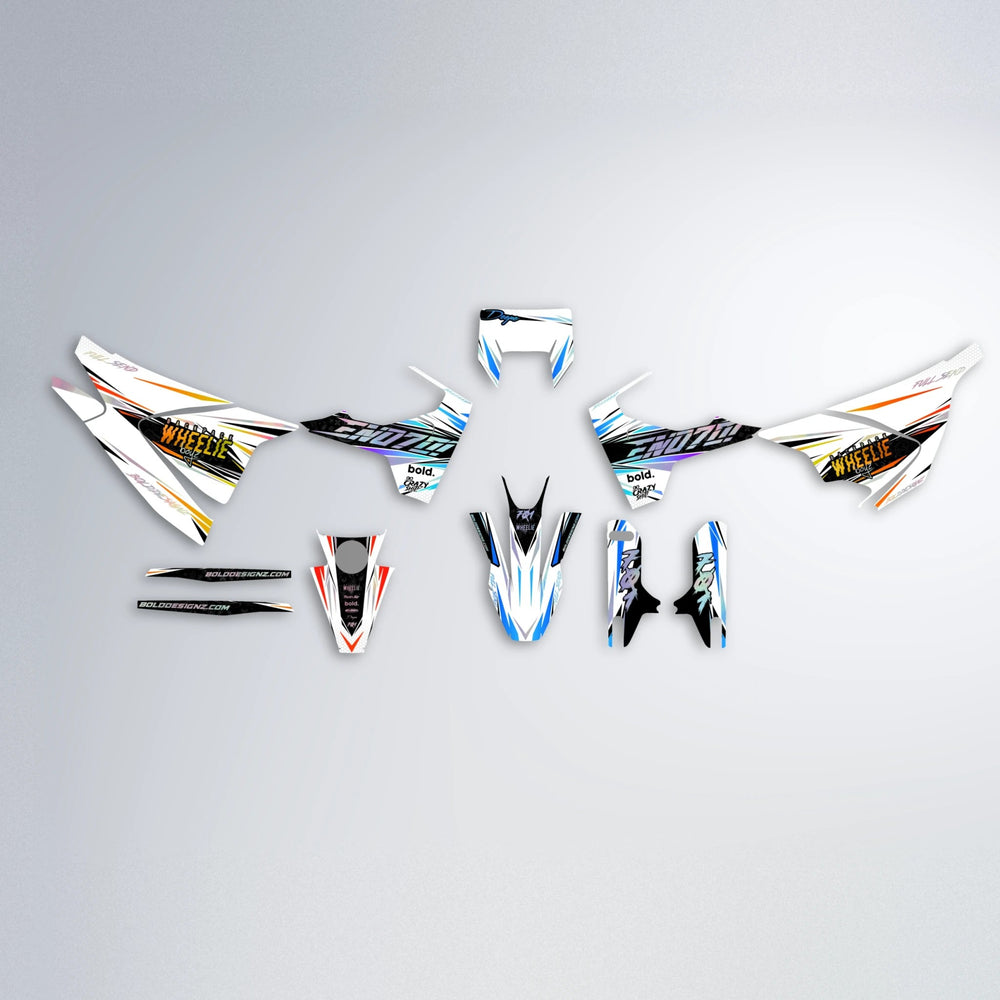DEEPE Husqvarna 701 graphics kit parts layout in Sunset Fade