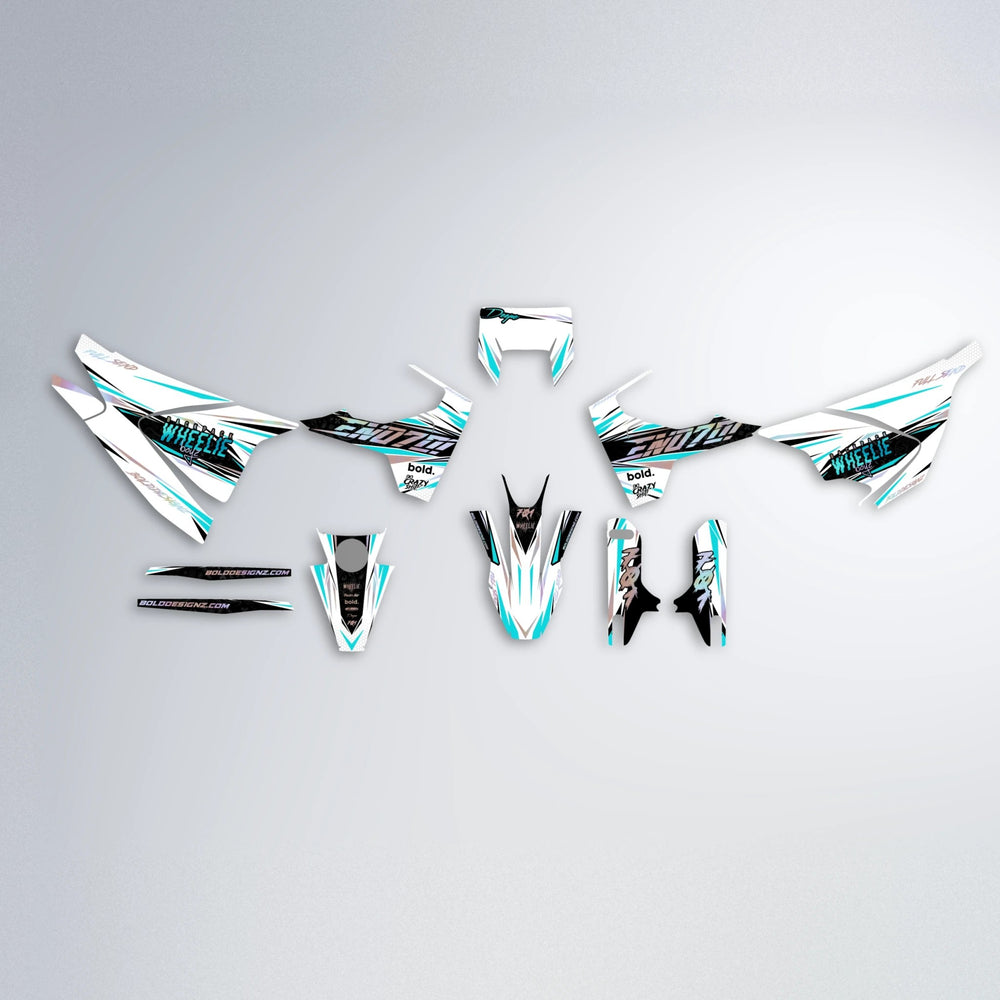 DEEPE Husqvarna 701 graphics kit parts layout in Teal
