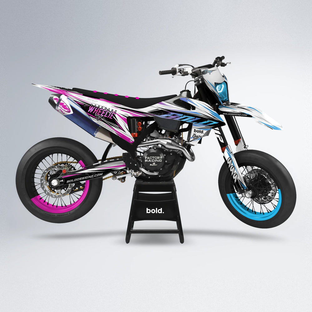 DEEPE supermoto graphics kit in Pink & Light Blue