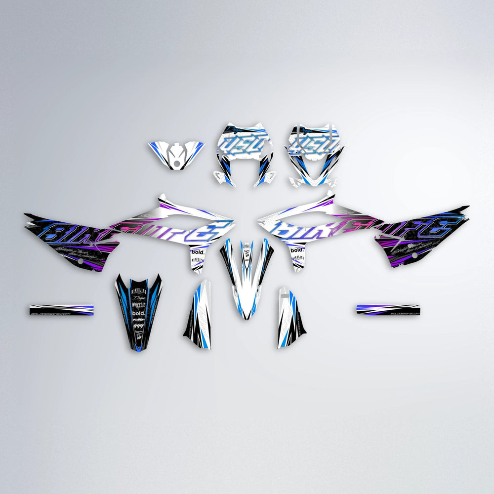 DEEPE V2 Beta graphics kit parts layout in Blue Purple Fade