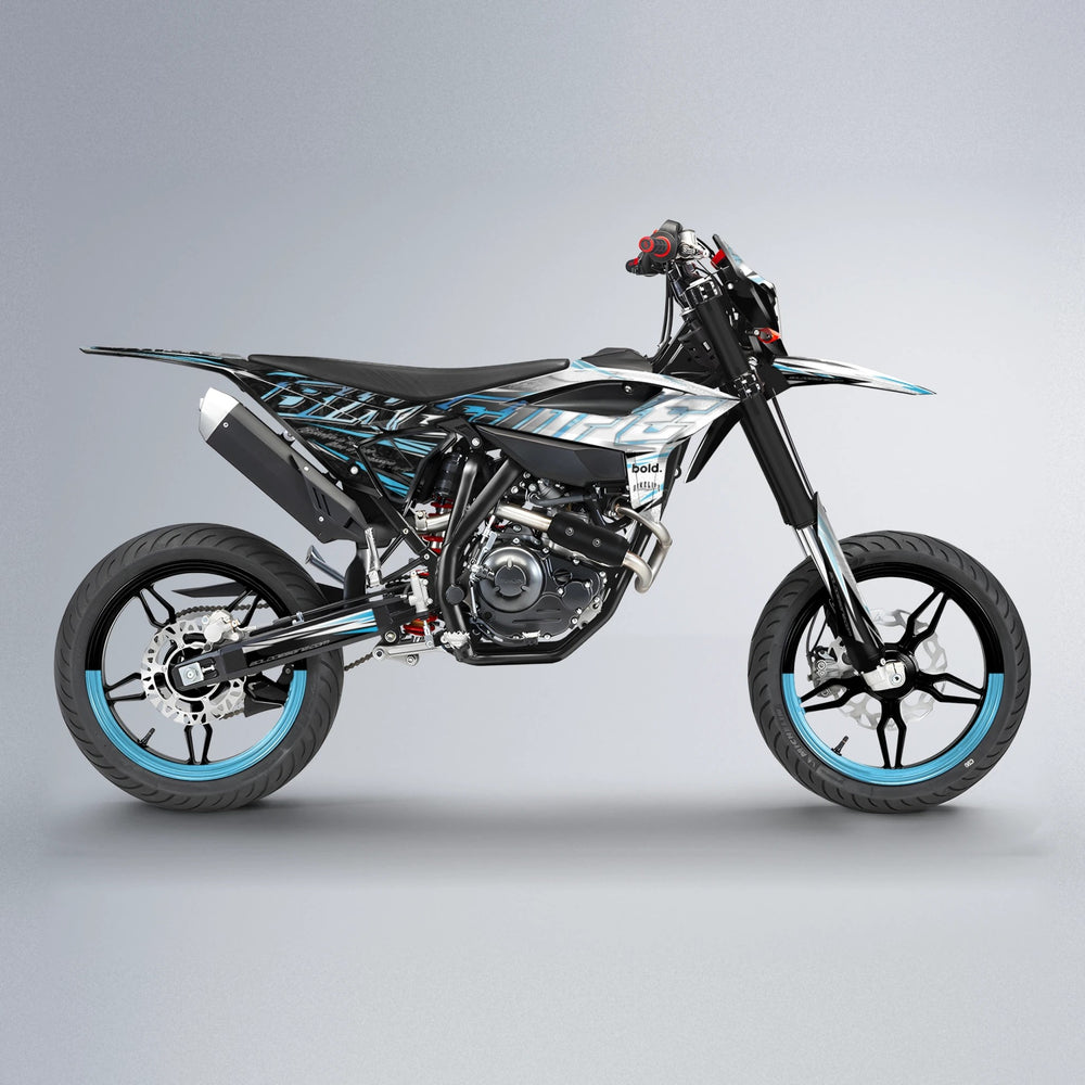 DEEPE V2 Beta supermoto graphics kit in Light Blue & White