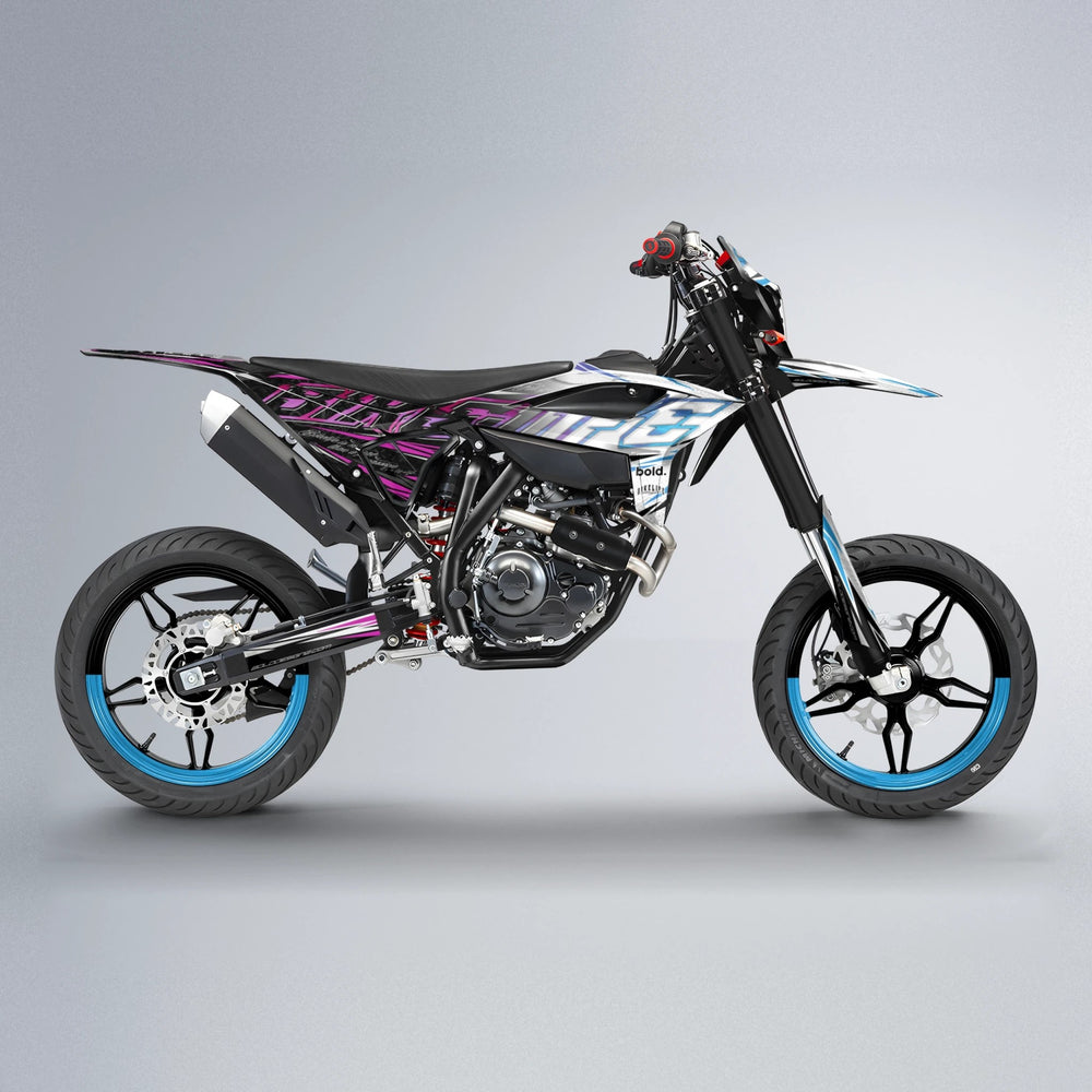 DEEPE V2 Beta supermoto graphics kit in Pink & Light Blue