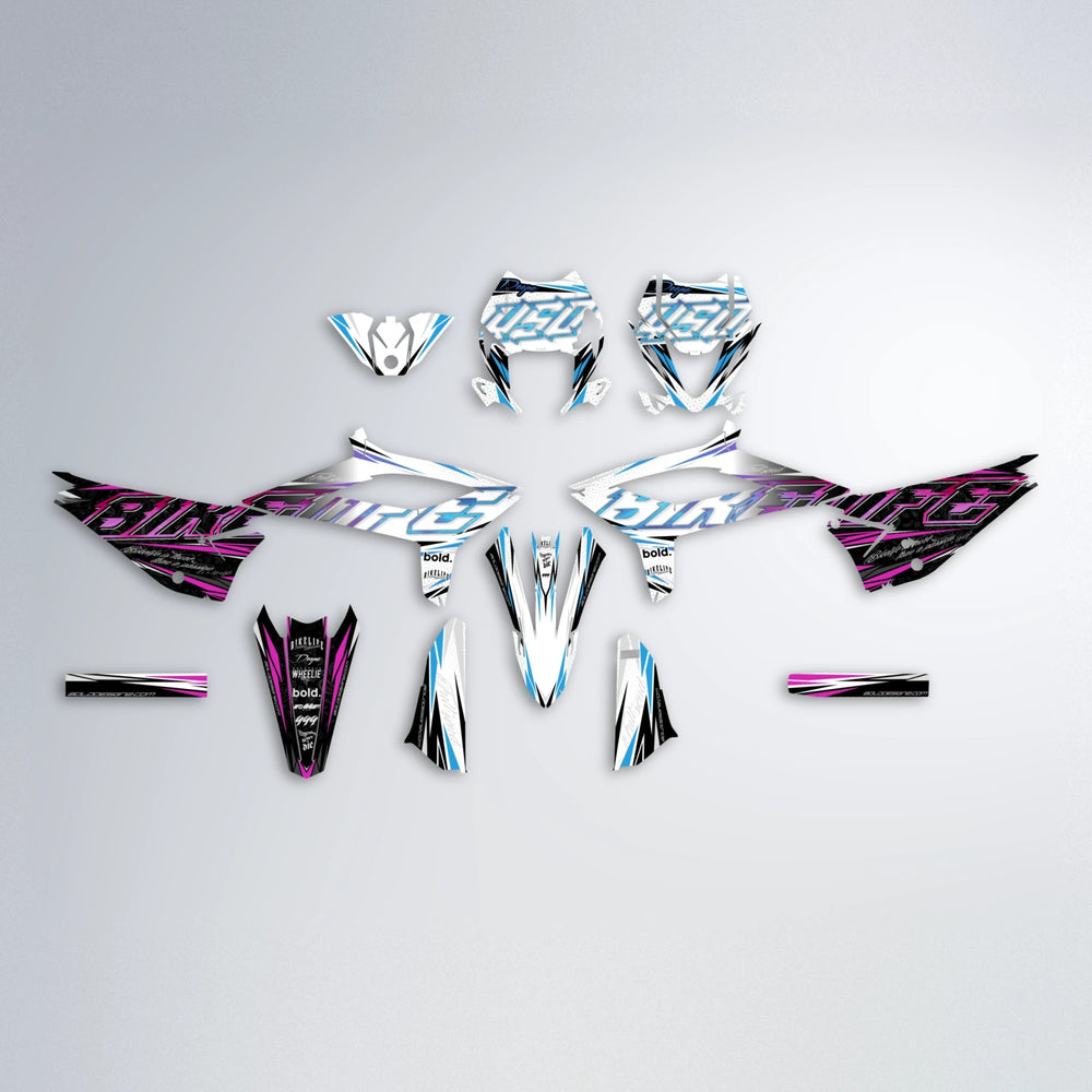 DEEPE V2 Beta graphics kit parts layout in Pink & Light Blue