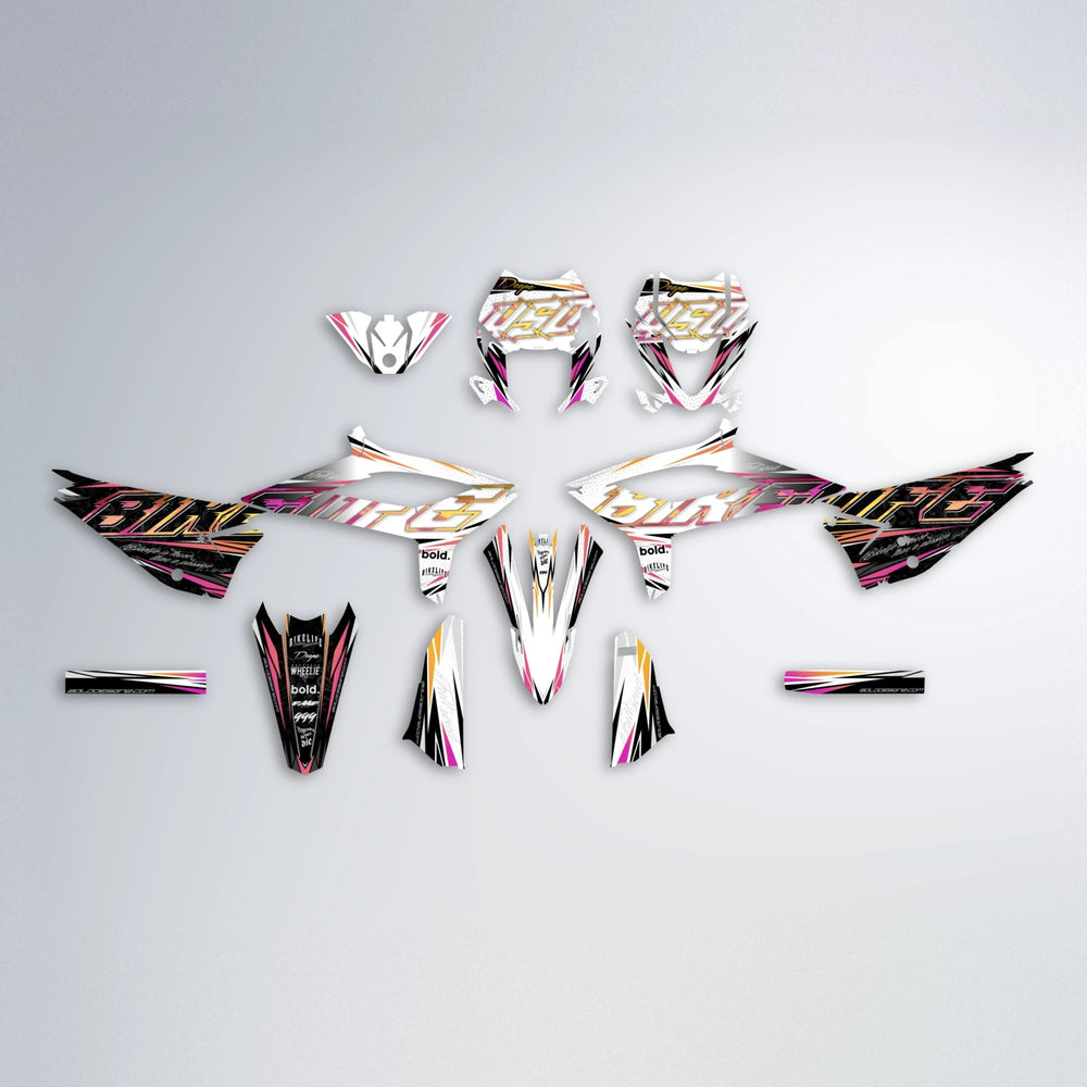 DEEPE V2 Beta graphics kit parts layout in Pink & Yellow