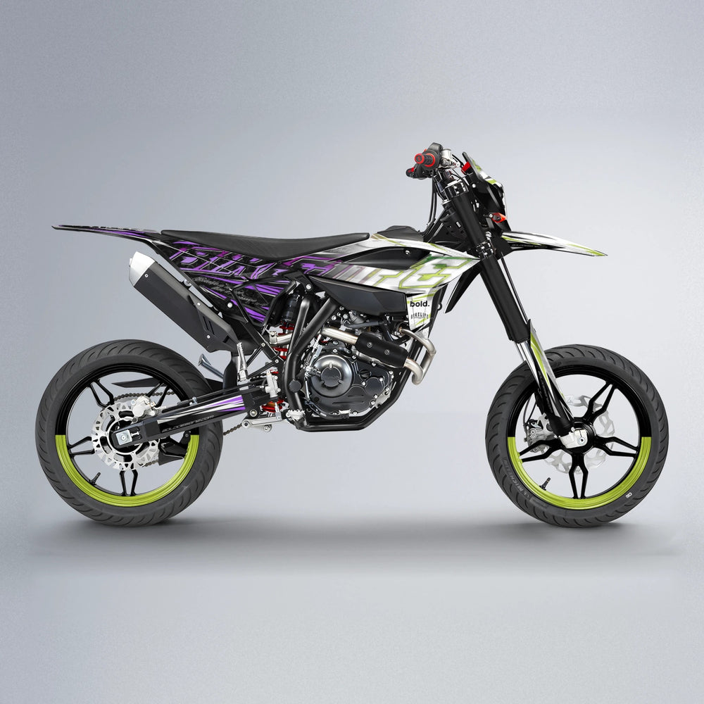 DEEPE V2 Beta supermoto graphics kit in Purple & Yellow