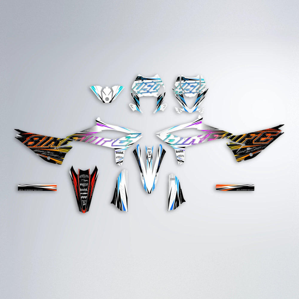 DEEPE V2 Beta graphics kit parts layout in Sunset Fade