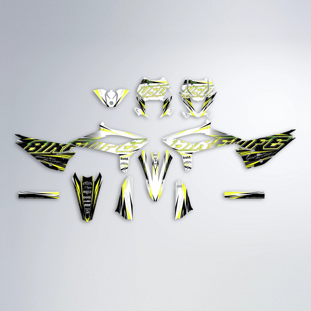 DEEPE V2 Beta graphics kit parts layout in Yellow