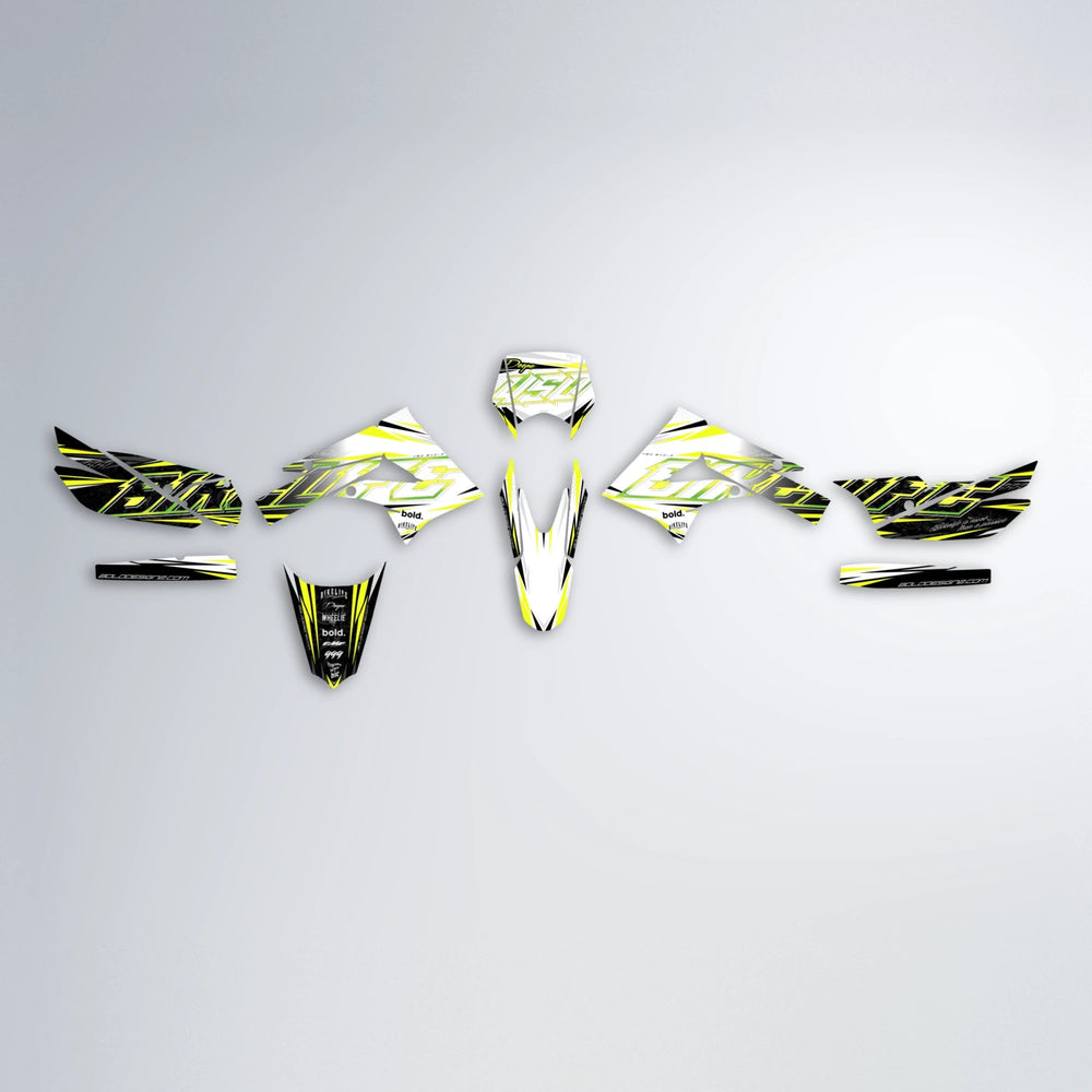 DEEPE V2 Derbi Senda graphics kit parts layout in Custom Colour