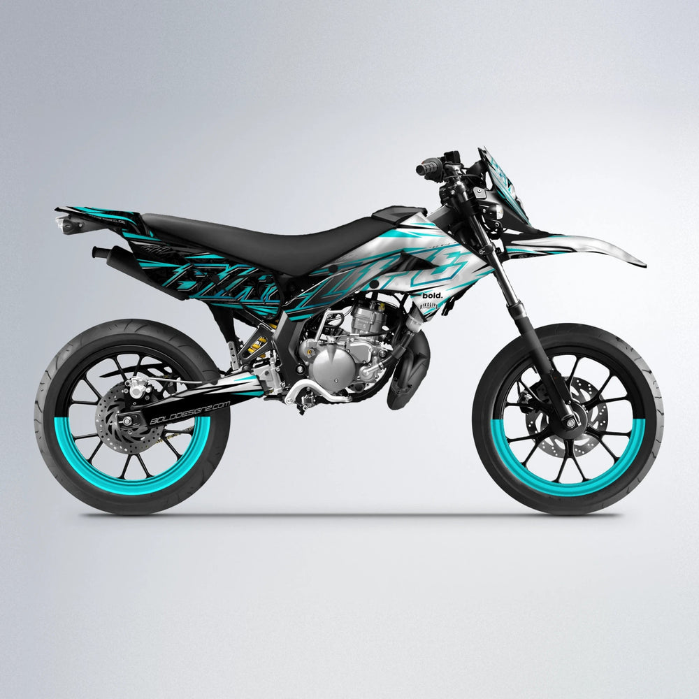 DEEPE V2 Derbi Senda supermoto graphics kit in Teal