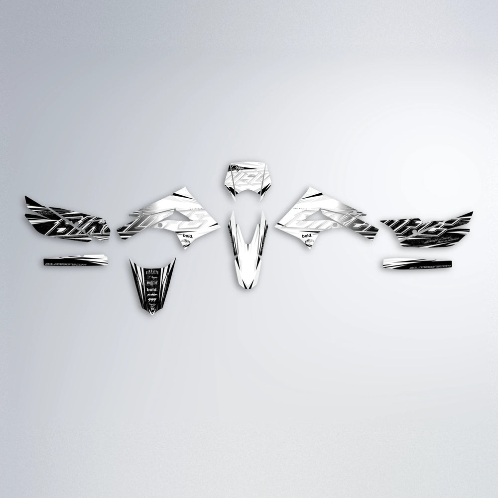 DEEPE V2 Derbi Senda graphics kit parts layout in White