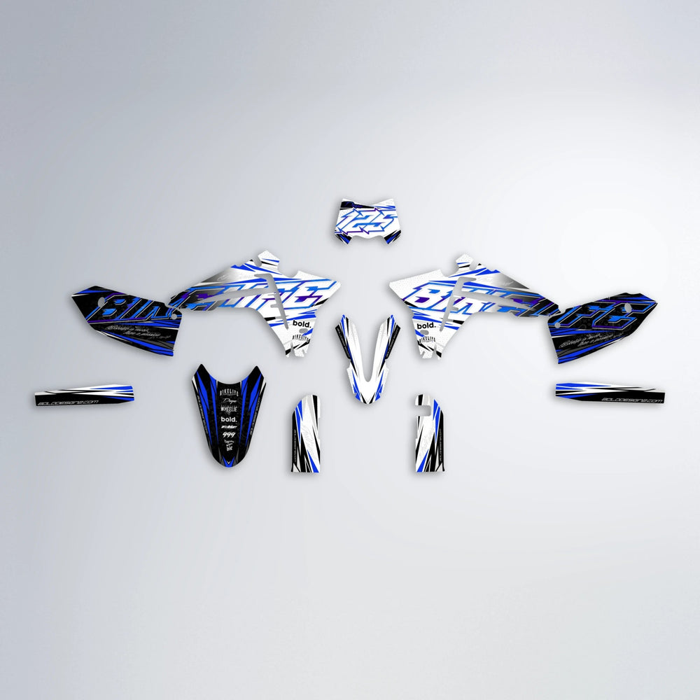 DEEPE V2 Fantic graphics kit parts layout in Blue