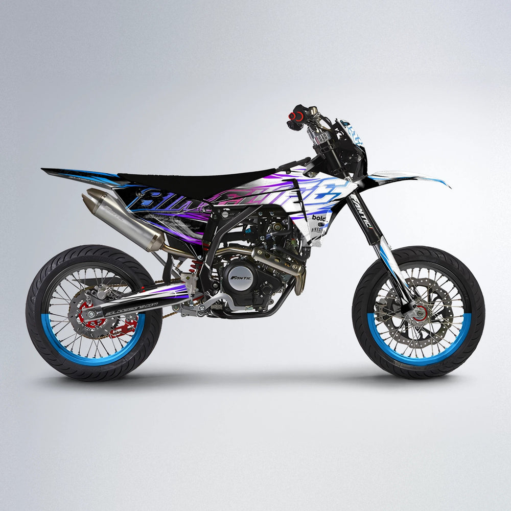 DEEPE V2 Fantic supermoto graphics kit in Blue Purple Fade