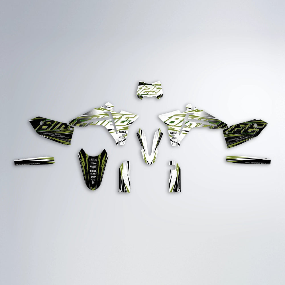 DEEPE V2 Fantic graphics kit parts layout in Olive