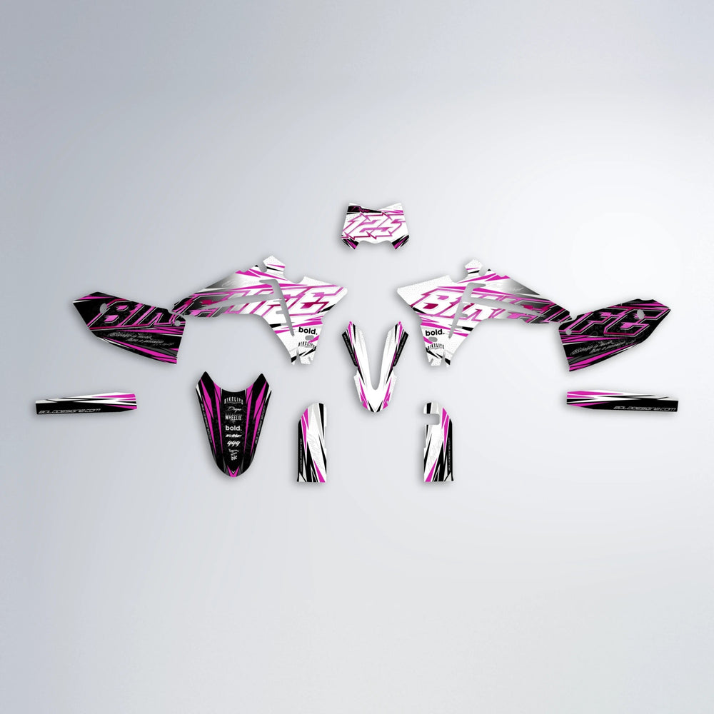 DEEPE V2 Fantic graphics kit parts layout in Pink