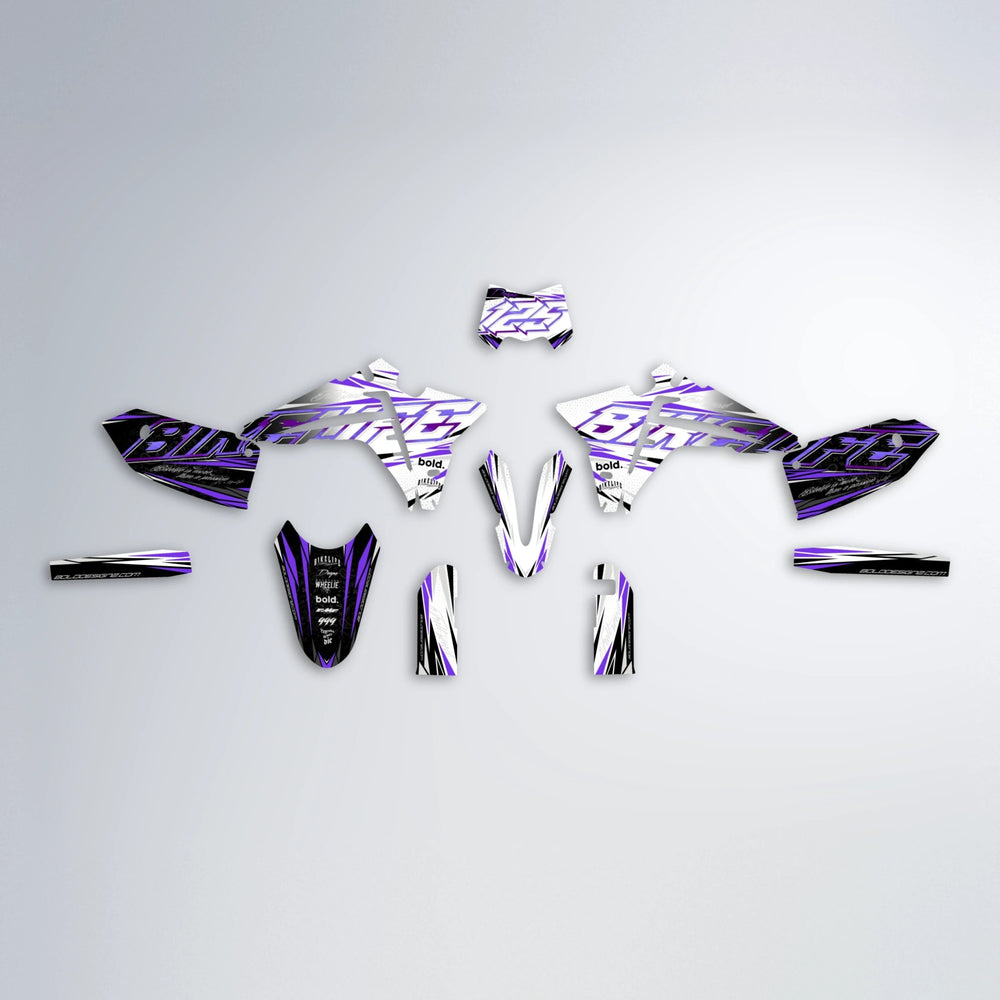 DEEPE V2 Fantic graphics kit parts layout in Purple