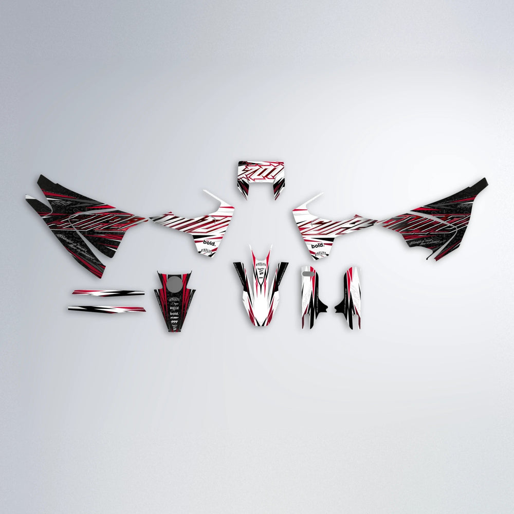 DEEPE V2 Husqvarna 701 graphics kit parts layout in Black & Red