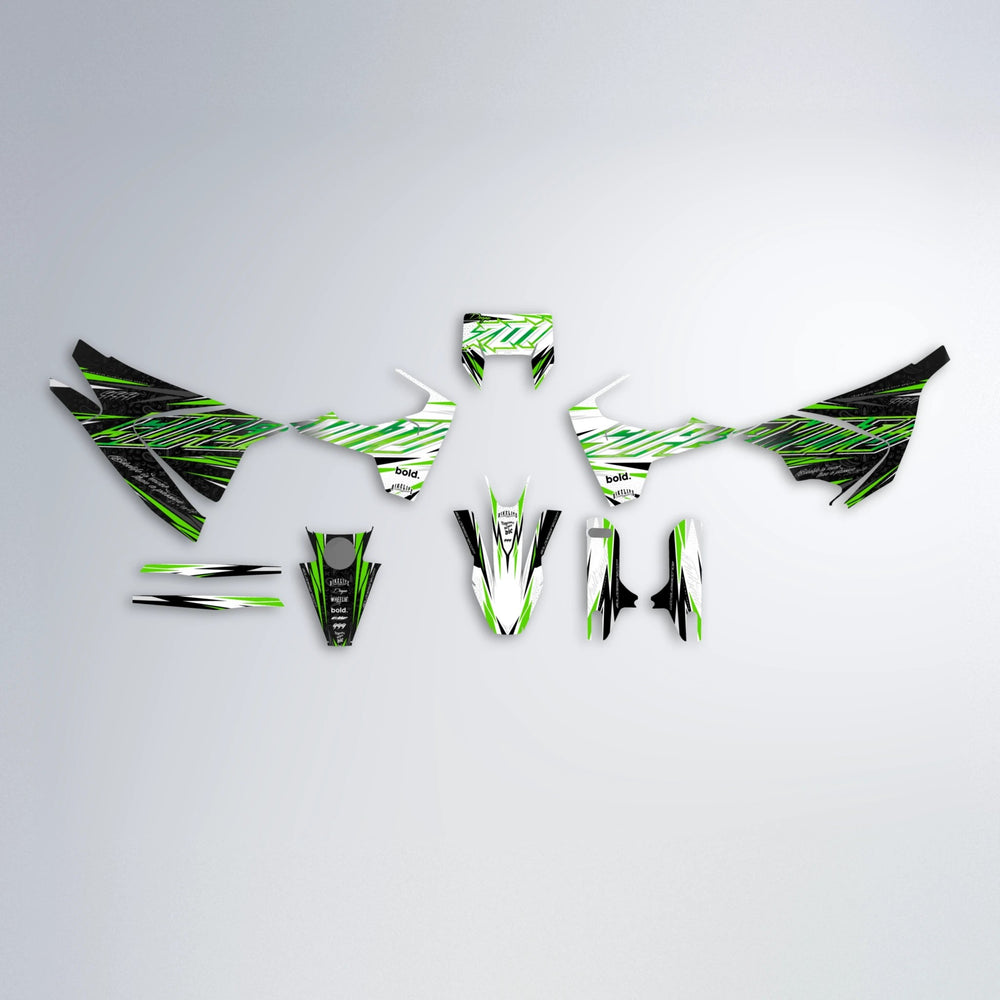 DEEPE V2 Husqvarna 701 graphics kit parts layout in Green