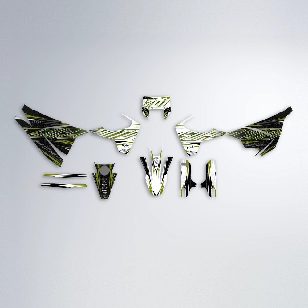 DEEPE V2 Husqvarna 701 graphics kit parts layout in Olive