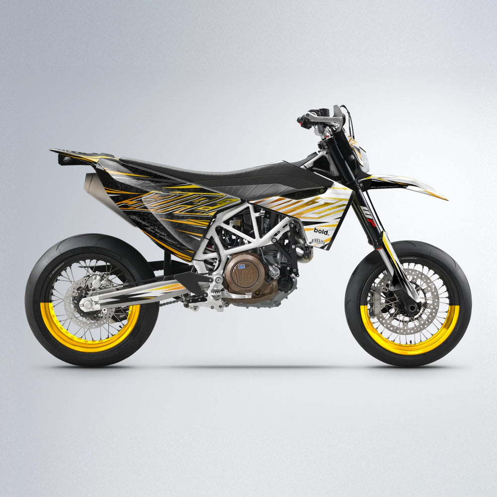 DEEPE V2 Husqvarna 701 supermoto graphics kit in Orange & Yellow