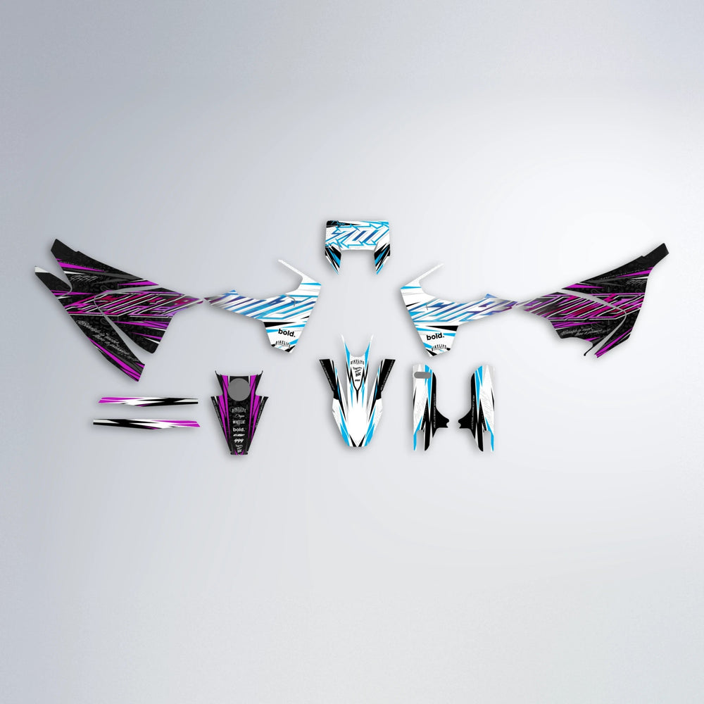 DEEPE V2 Husqvarna 701 graphics kit parts layout in Pink & Light Blue