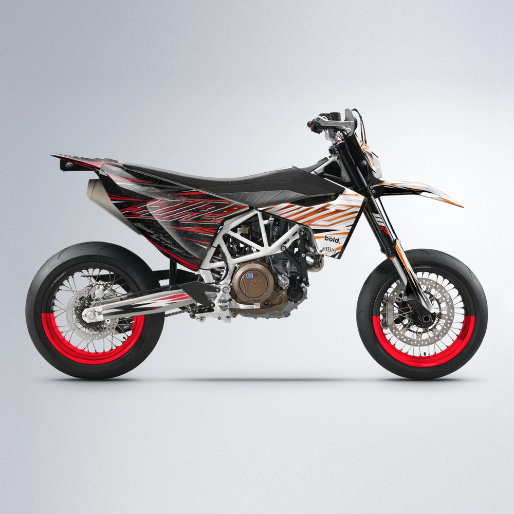 DEEPE V2 Husqvarna 701 supermoto graphics kit in Red & Orange