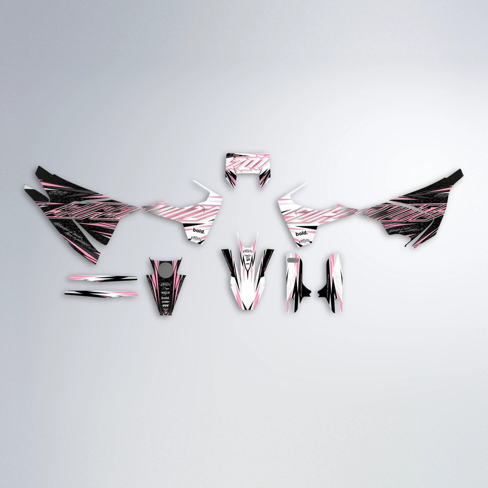 DEEPE V2 Husqvarna 701 graphics kit parts layout in Sakura Pink