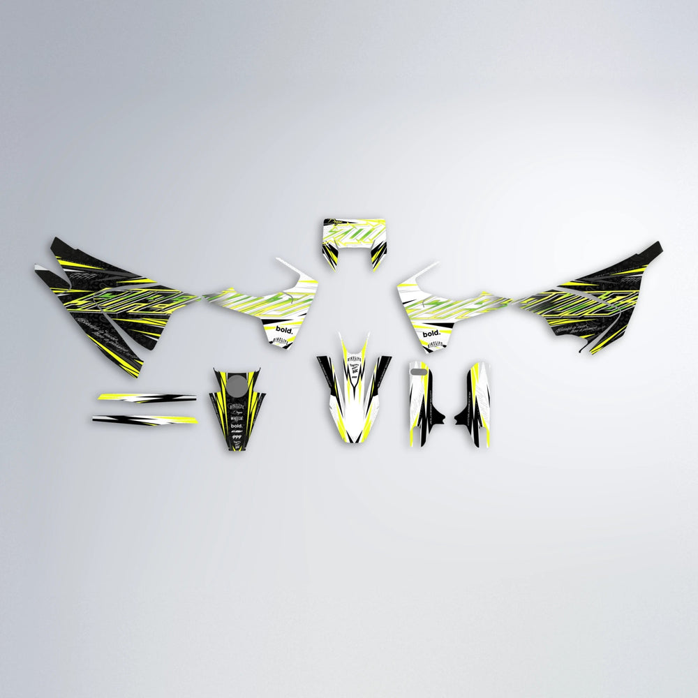 DEEPE V2 Husqvarna 701 graphics kit parts layout in Yellow