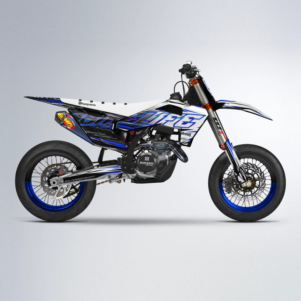 DEEPE V2 Husqvarna FE/TE supermoto graphics kit in Blue
