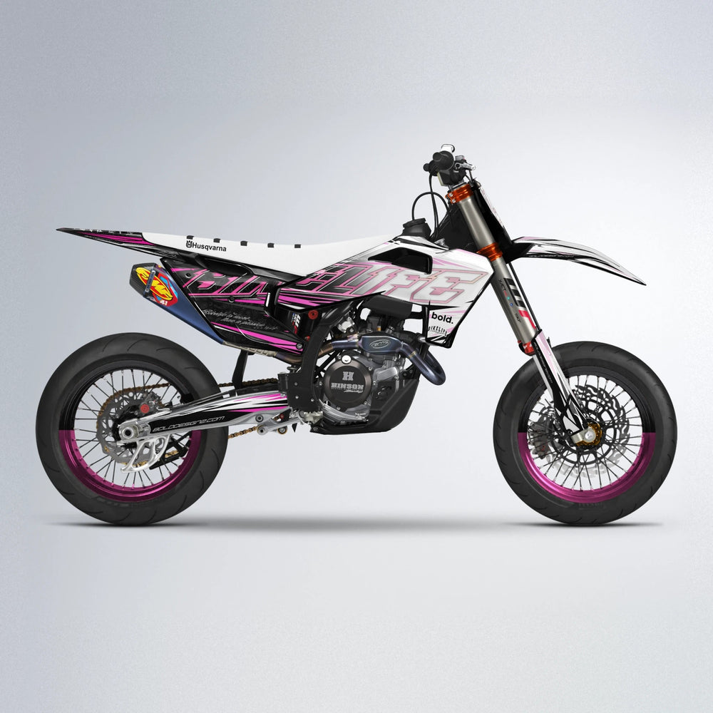 DEEPE V2 Husqvarna FE/TE supermoto graphics kit in Flamingo