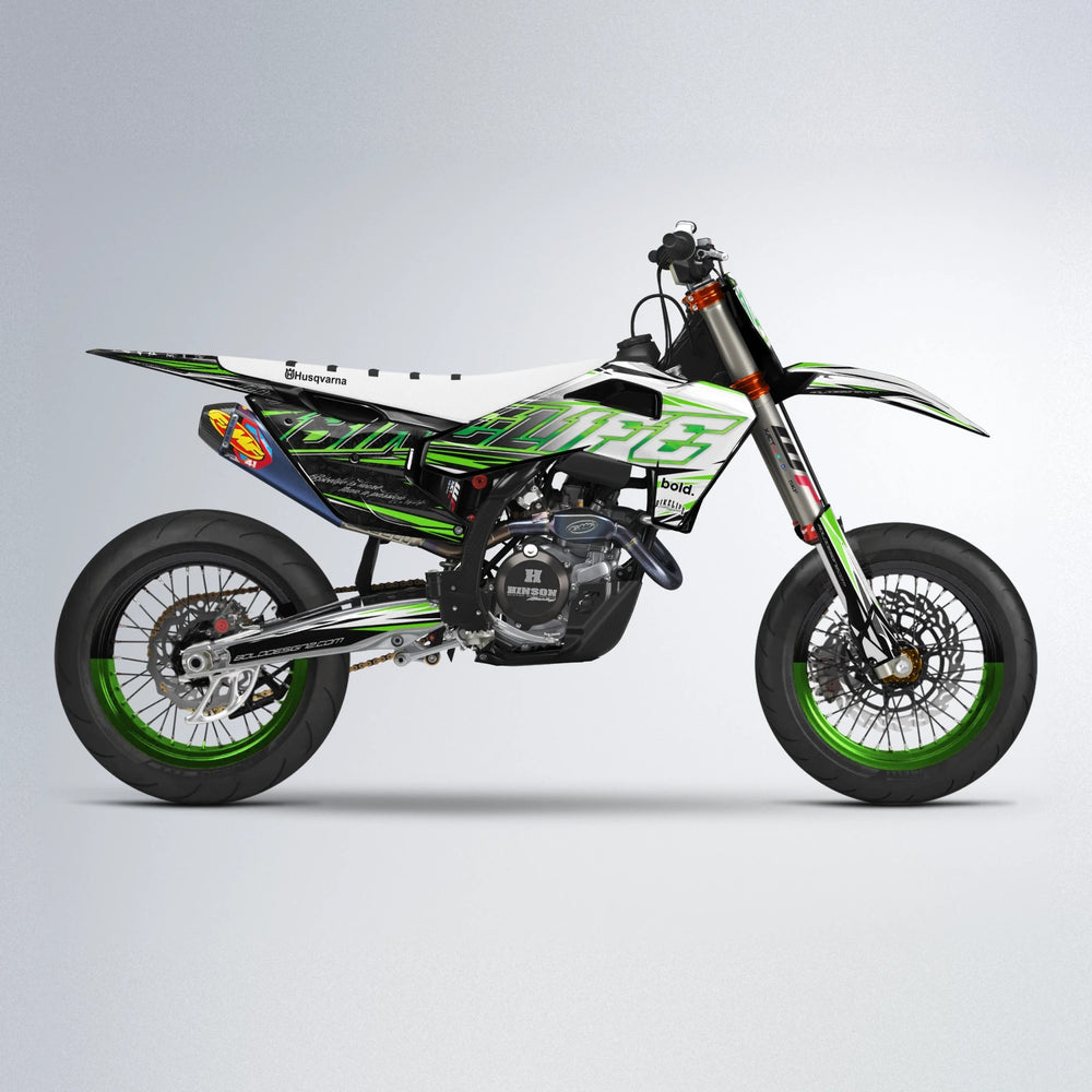 DEEPE V2 Husqvarna FE/TE supermoto graphics kit in Green