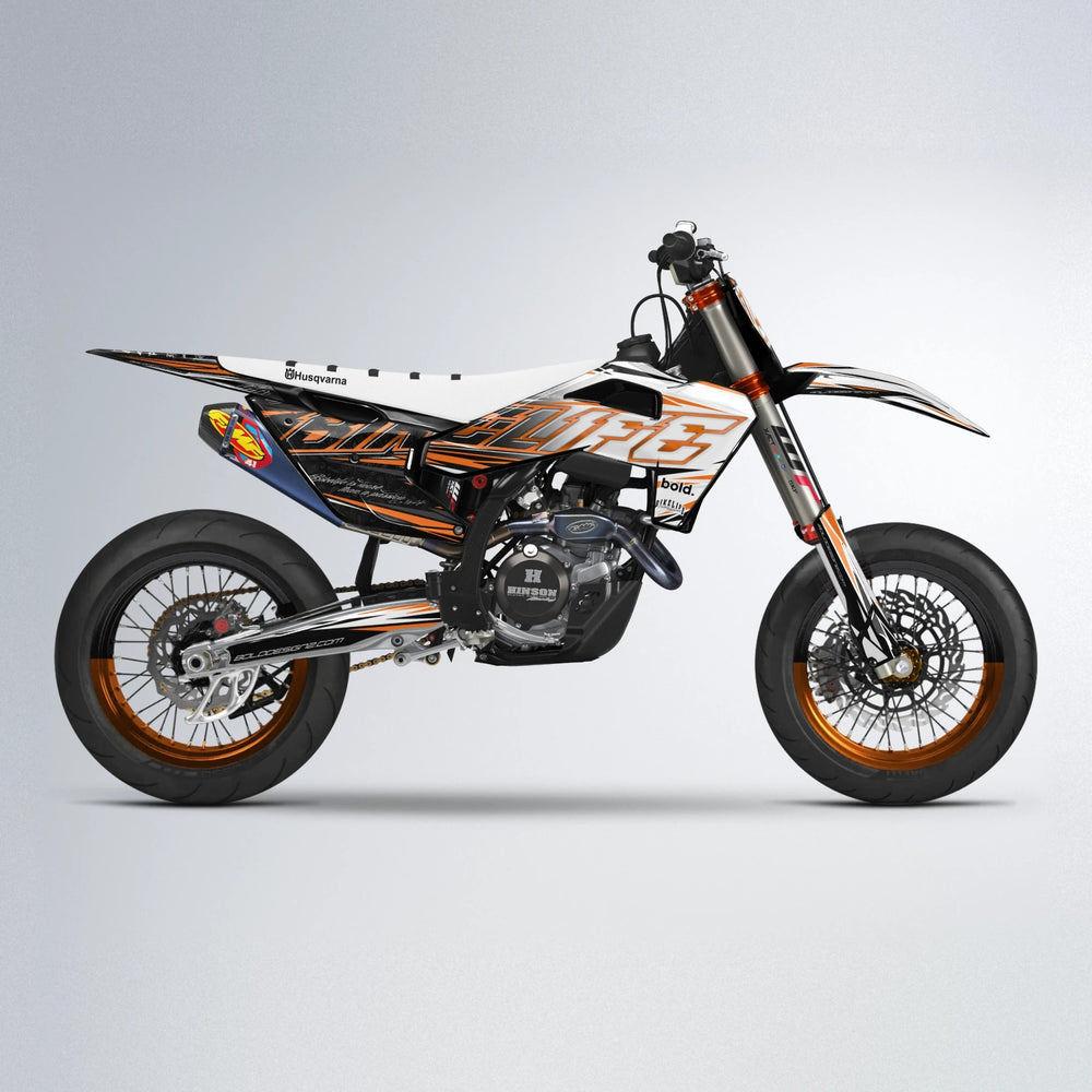 DEEPE V2 Husqvarna FE/TE supermoto graphics kit in Orange