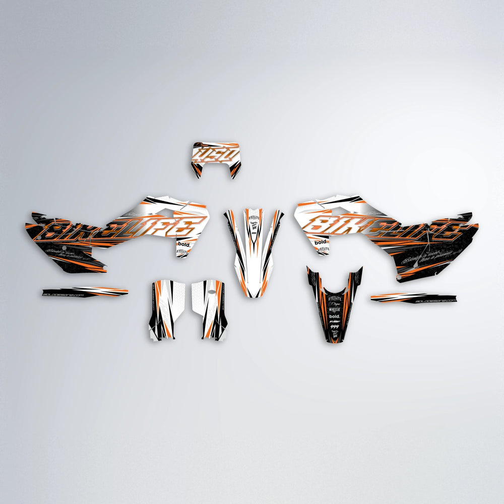 DEEPE V2 Husqvarna FE/TE graphics kit parts layout in Orange